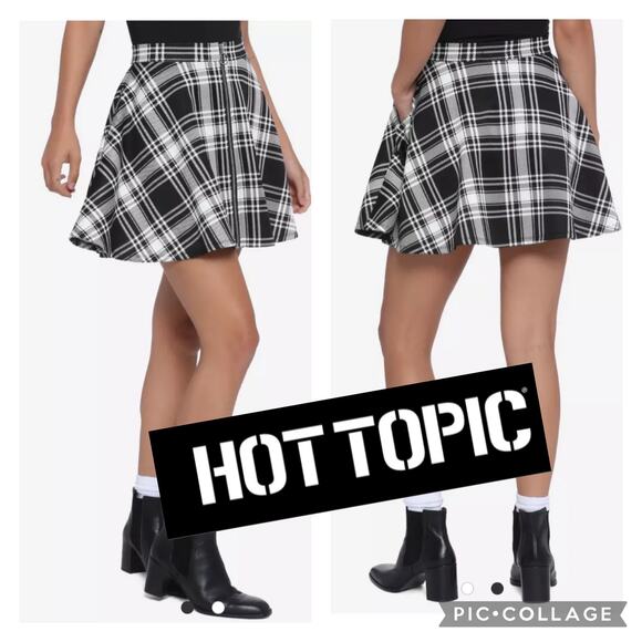 Hot Topic Black & White Plaid O-Ring Skater Skirt size small - Picture 1 of 10